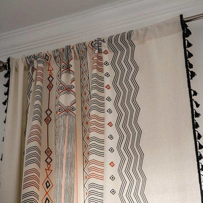 Semi-blackout boho curtain with tassels