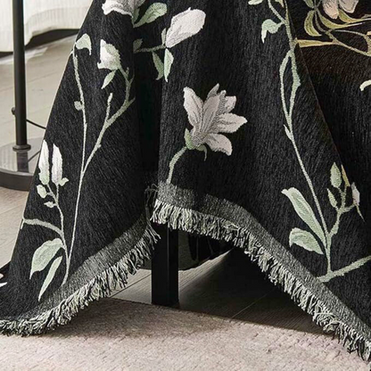 Floral throw with fringes