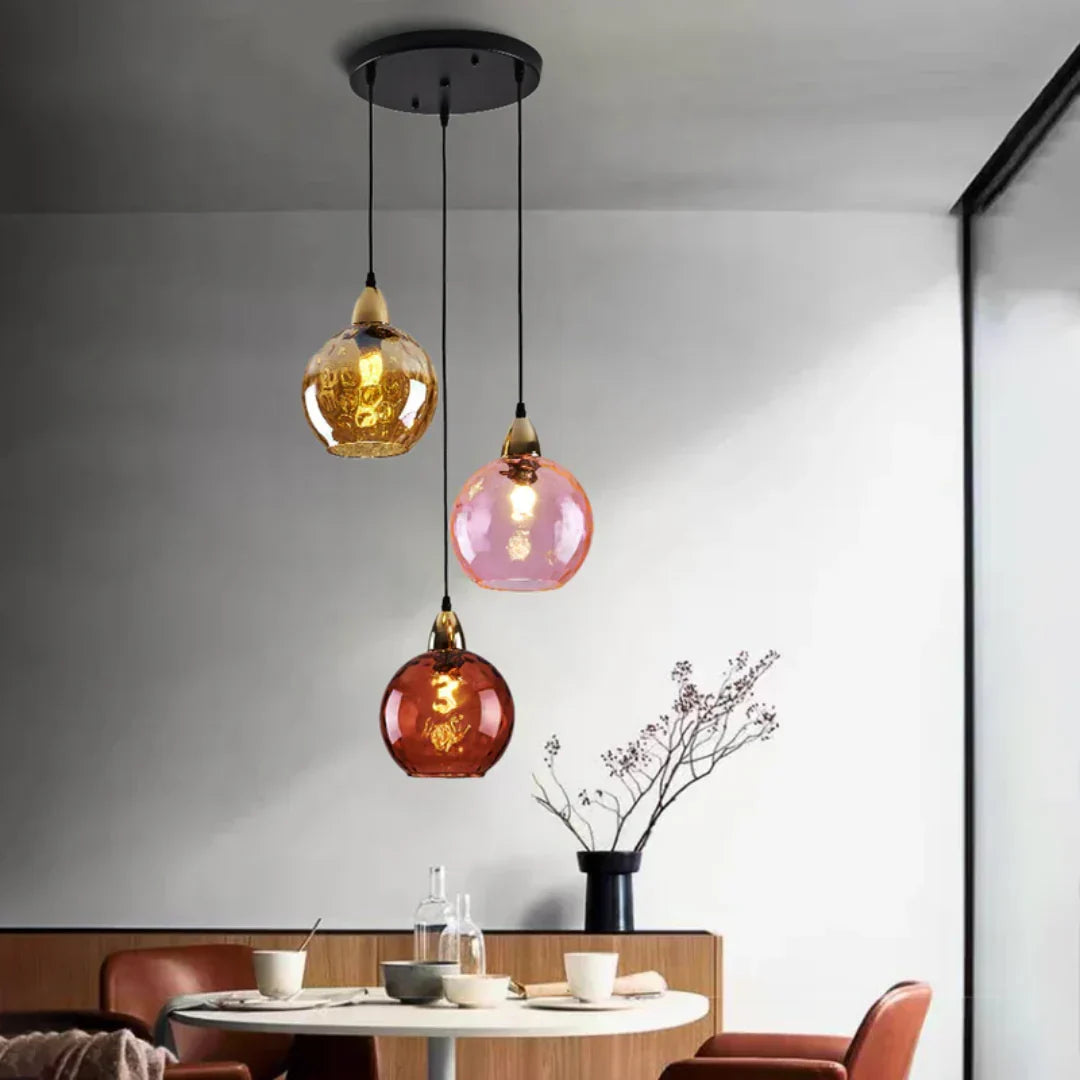 Lampe suspendue triple en verre