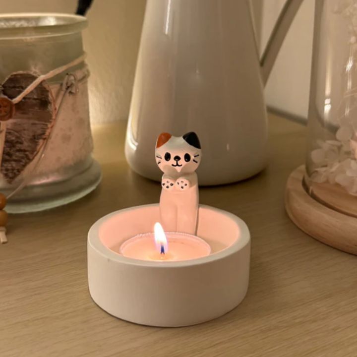 Bougeoir décoratif en forme de chat