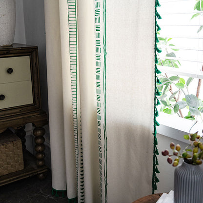 Semi-blackout boho curtain with tassels
