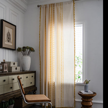 Semi-blackout boho curtain with tassels