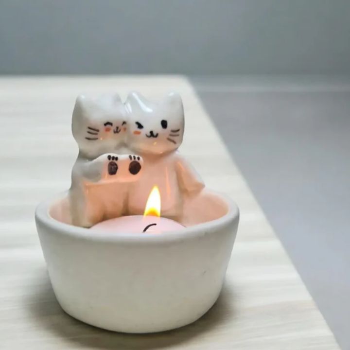 Bougeoir décoratif en forme de chat