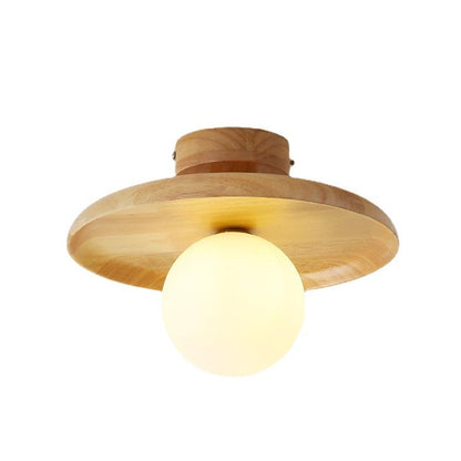 LED stropní svítidlo ze dřeva a kovu