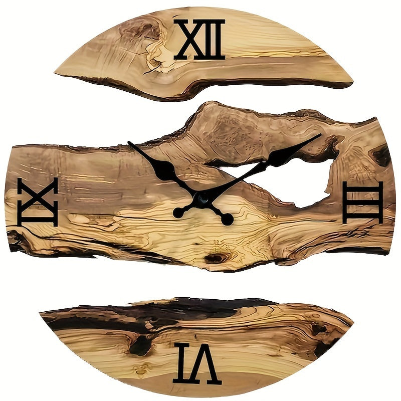 Wooden wall clock with Roman numerals