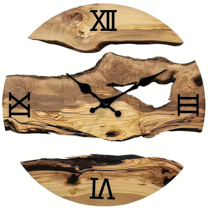 Wooden wall clock with Roman numerals