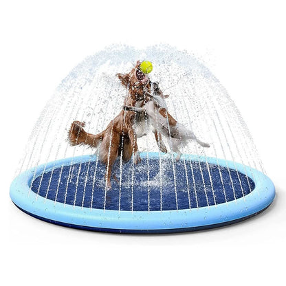 Dog water mat with a sprinkler