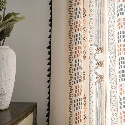 Semi-blackout boho curtain with tassels