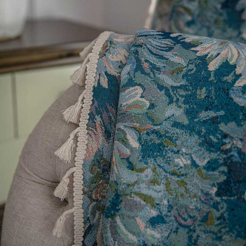 Boho floral curtain with tassels