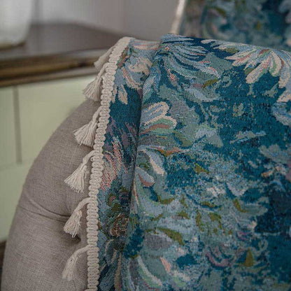 Boho floral curtain with tassels