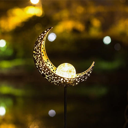 Lampe solaire de jardin en verre et métal