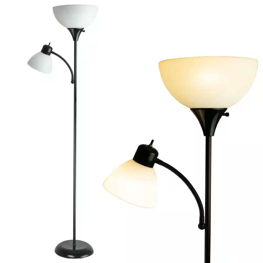 Stojací lampa s mléčným stínidlem
