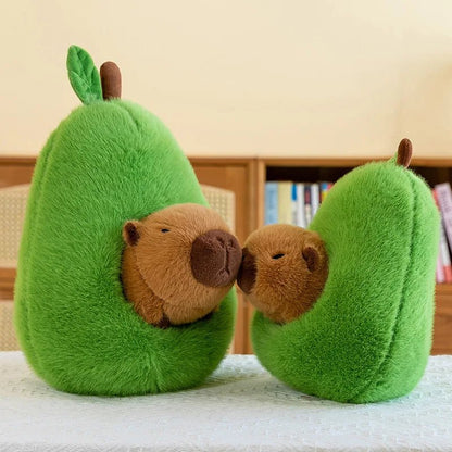 Peluche 2-en-1 avocat et capybara