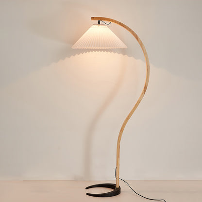 Stojací lampa s bukovým dřevem