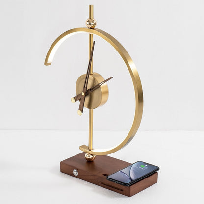 LED table lamp with clock and Qi charging