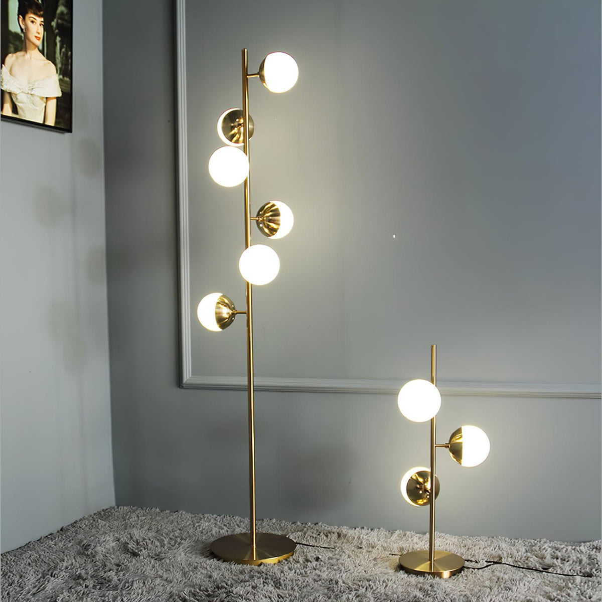 Lampadaire à plusieurs abat-jour en verre