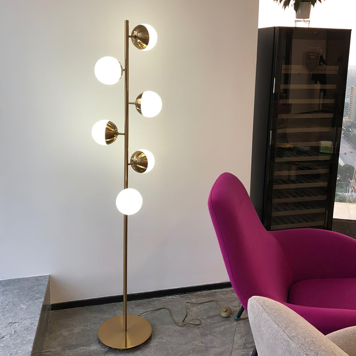 Lampadaire à plusieurs abat-jour en verre