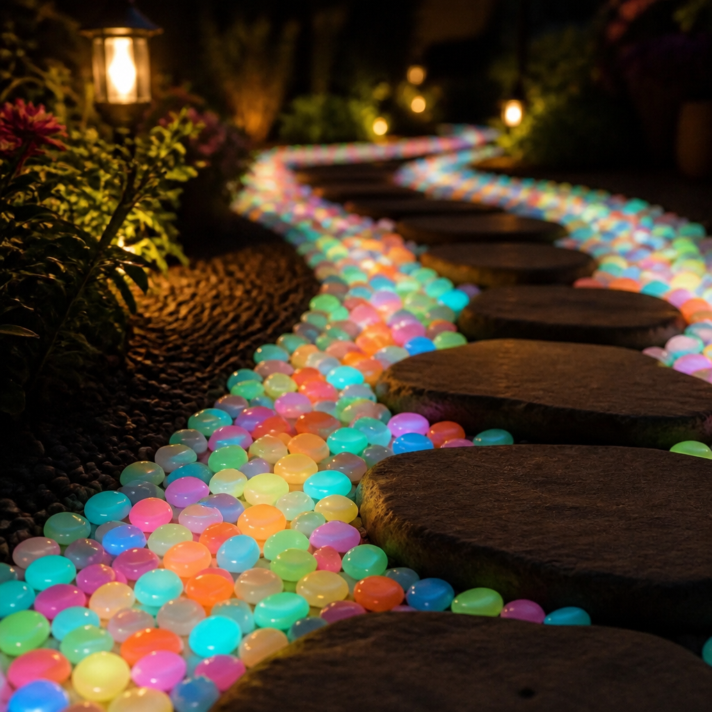 Cailloux de jardin lumineux