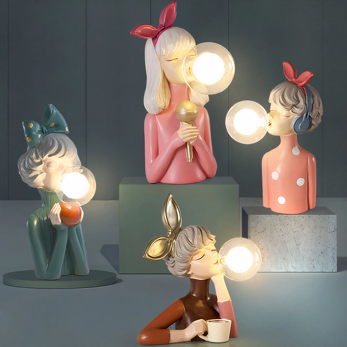 Table lamp with a shade and USB port