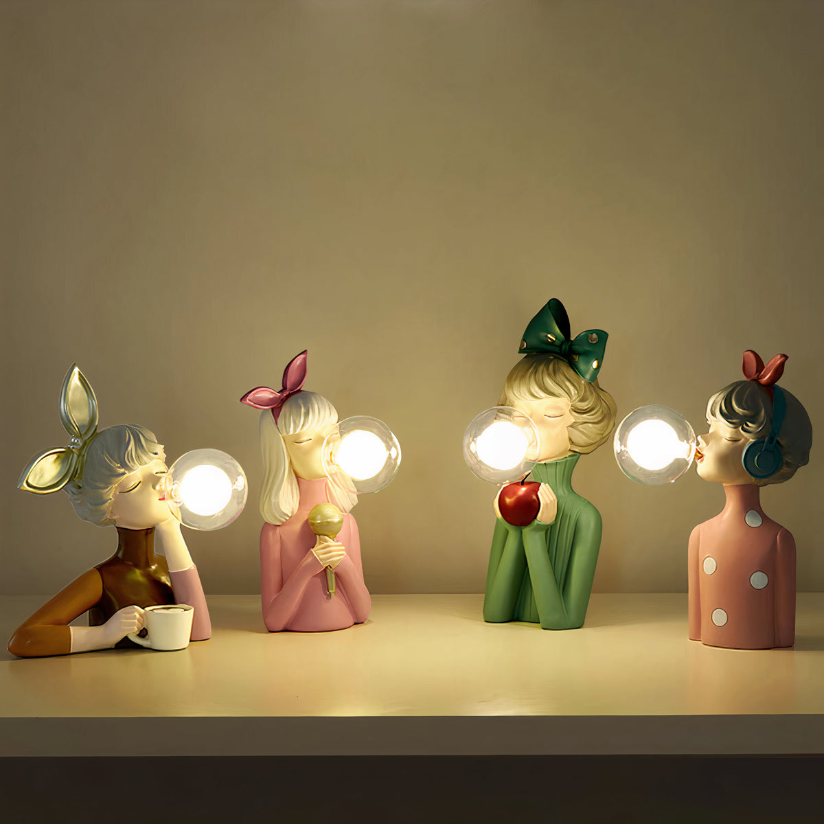 Table lamp with a shade and USB port