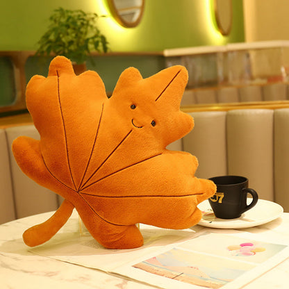 Coussin en peluche feuille
