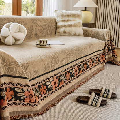 Housse de canapé en chenille à franges