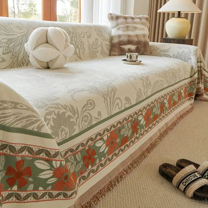Housse de canapé en chenille à franges