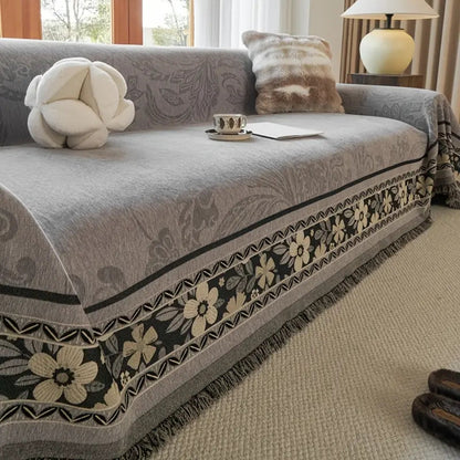Housse de canapé en chenille à franges