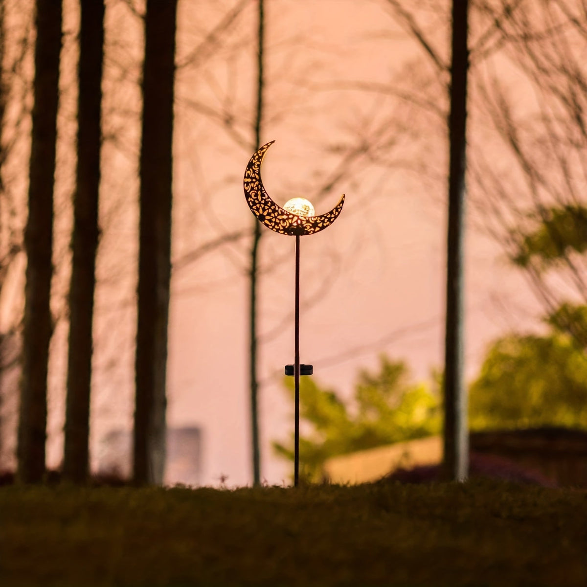 Lampe solaire de jardin en verre et métal