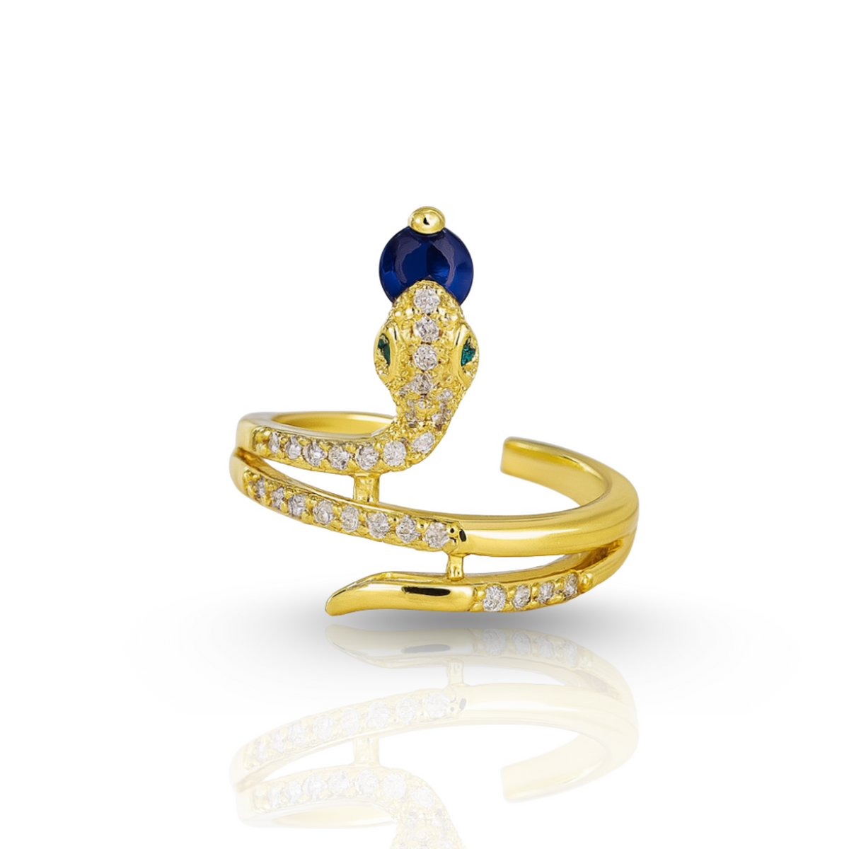 Snake ring with cubic zirconia stones