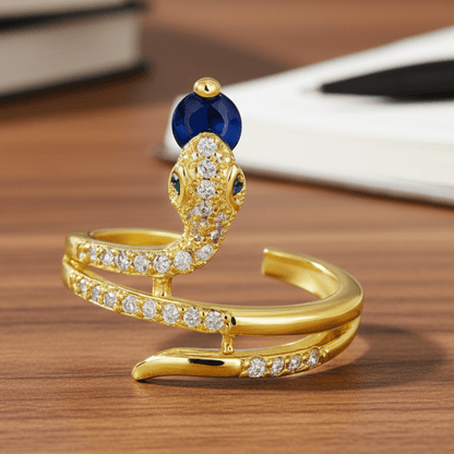 Snake ring with cubic zirconia stones