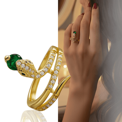 Snake ring with cubic zirconia stones