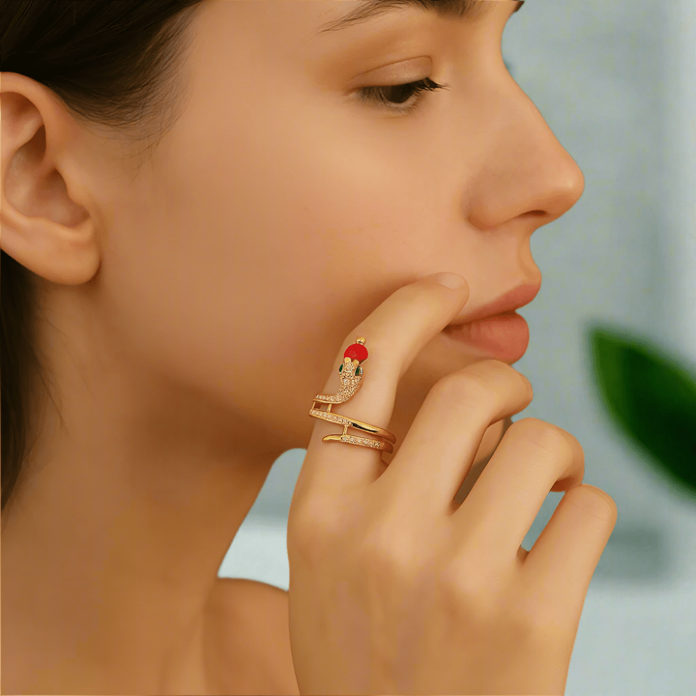 Snake ring with cubic zirconia stones