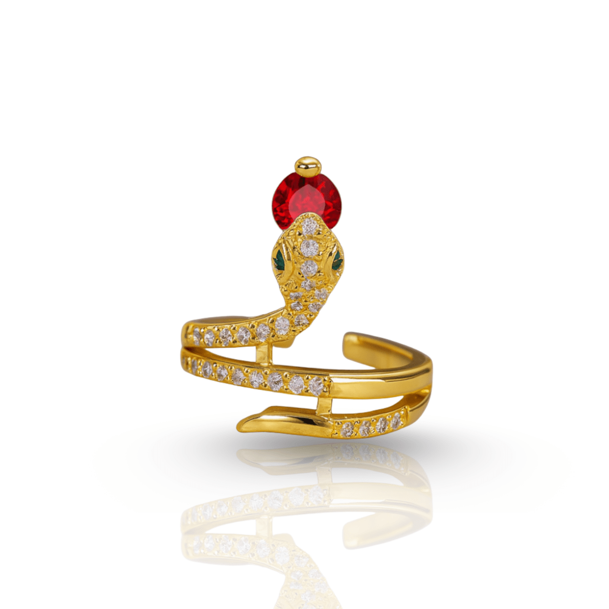 Snake ring with cubic zirconia stones