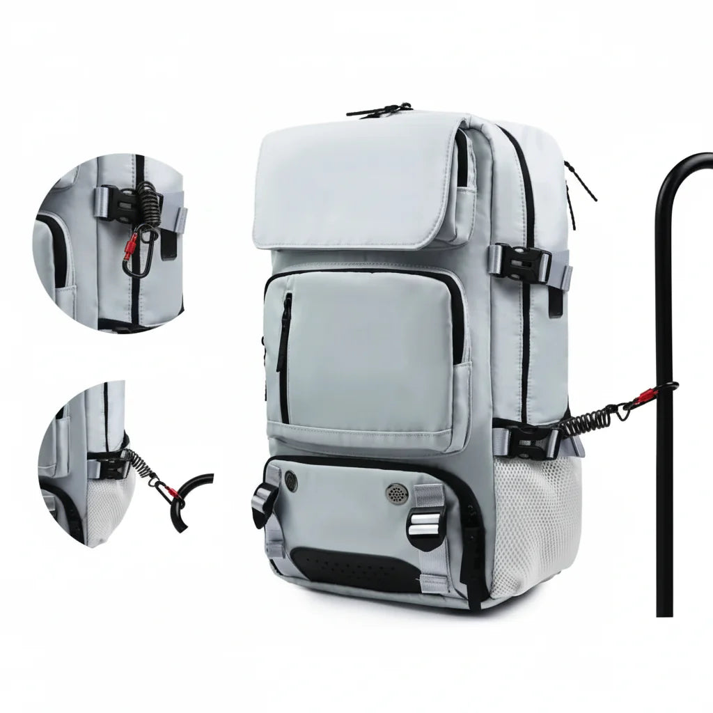 Travel backpack with a shoe compartment