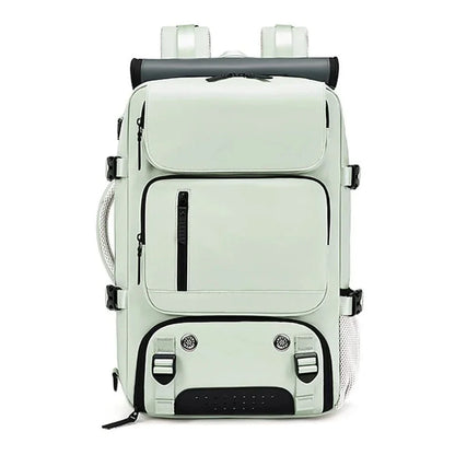 Travel backpack with a shoe compartment