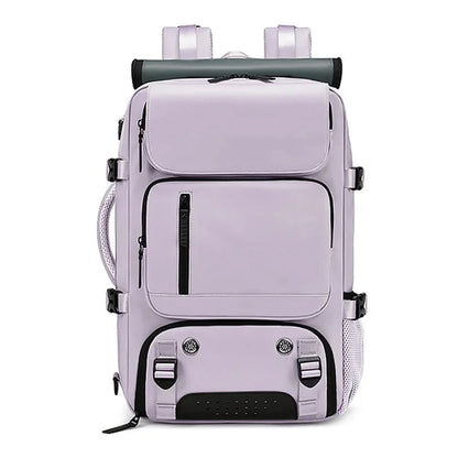Travel backpack with a shoe compartment