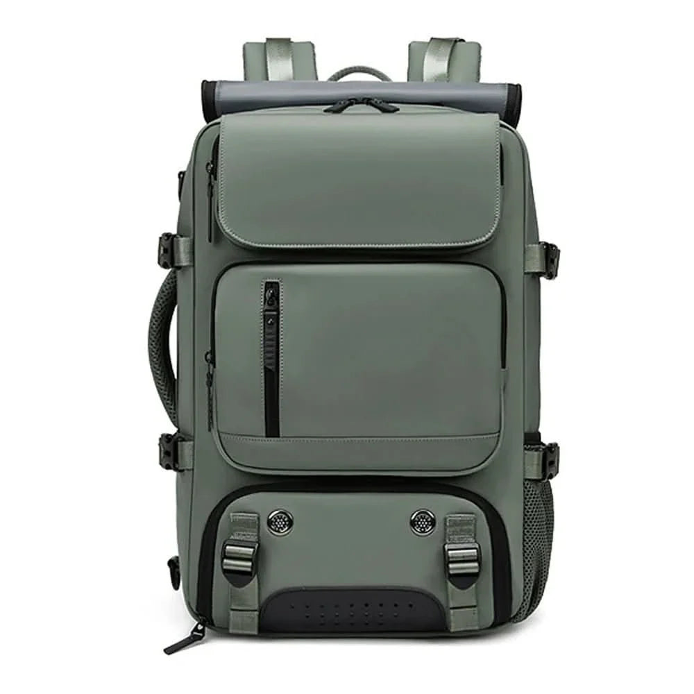 Travel backpack with a shoe compartment