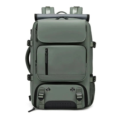 Travel backpack with a shoe compartment