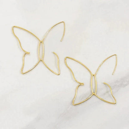 Large gold butterfly earrings