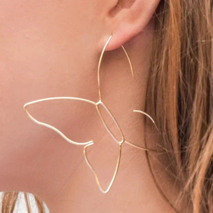 Large gold butterfly earrings