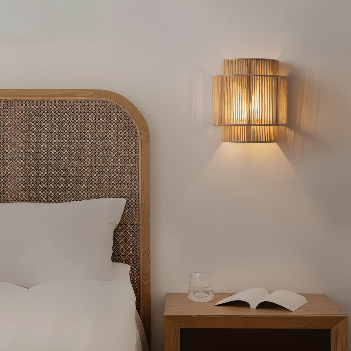 Lampa ścienna z plecionym kloszem