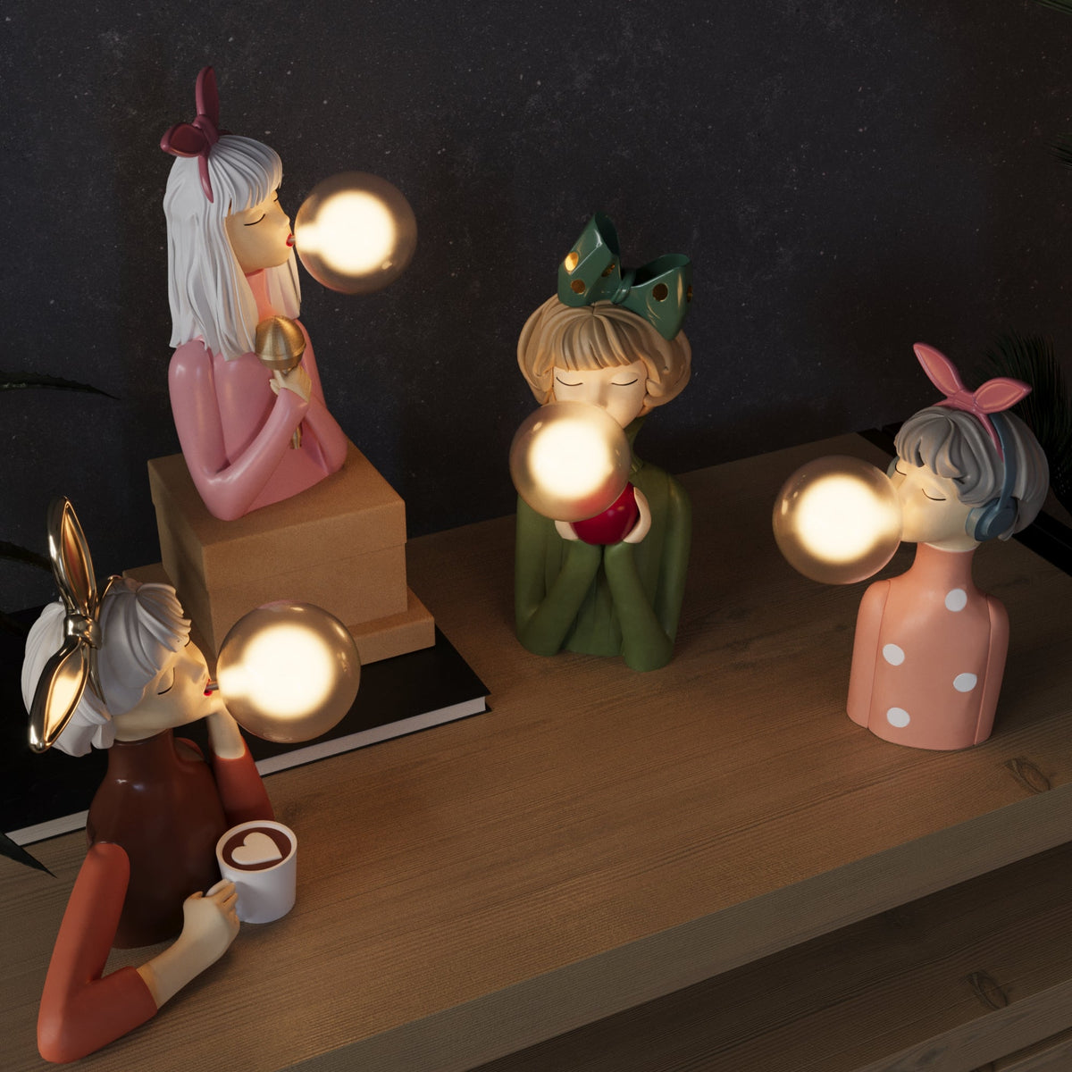 Table lamp with a shade and USB port