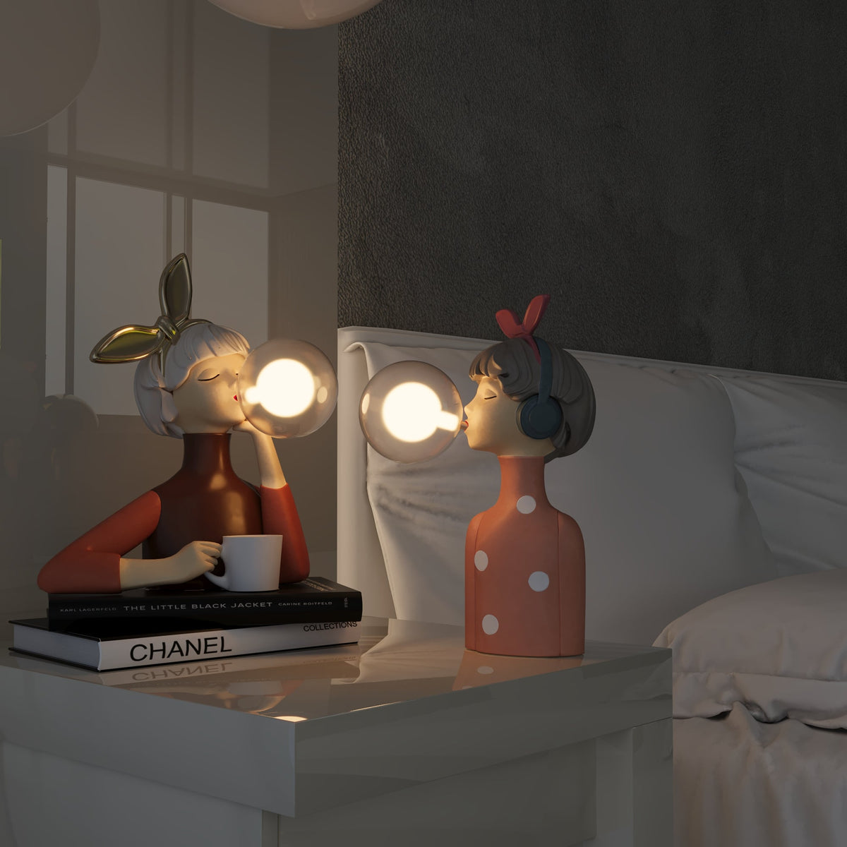 Table lamp with a shade and USB port