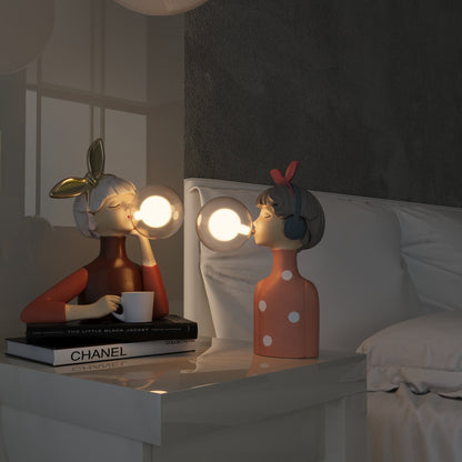 Table lamp with a shade and USB port