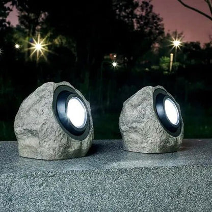 Solar stone-shaped lamp