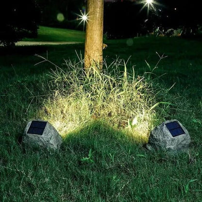 Solar stone-shaped lamp