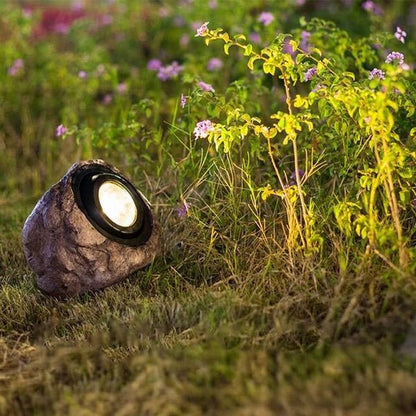 Solar stone-shaped lamp
