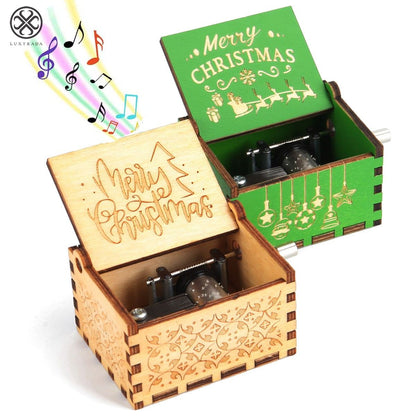 Christmas music box with a hand-wound mechanism