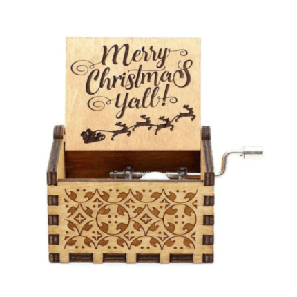 Christmas music box with a hand-wound mechanism